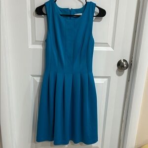 Calvin Klein Teal Blue Sleeveless Pleated Midi Dress